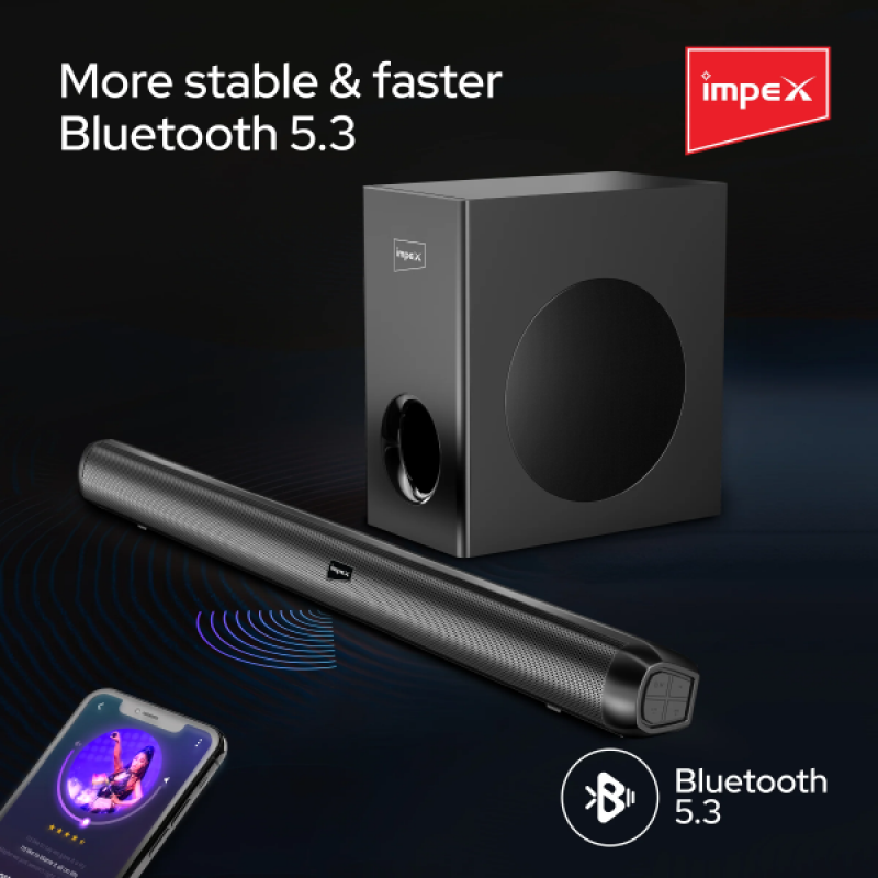 Impex Thunder Beat 3306 Soundbar with Subwoofer | 100W | Bluetooth 5.3 | Wall Mountable | Black Impex Thunder Beat 3306 Soundbar with Subwoofer | 100W | Bluetooth 5.3 | Wall Mountable | Black