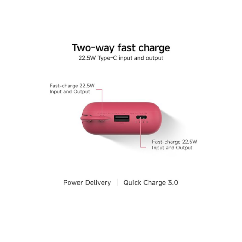 Xiaomi Pocket Power Bank | 10000mAh | 22.5W | Maroon | P15ZM Xiaomi Pocket Power Bank | 10000mAh | 22.5W | Maroon | P15ZM