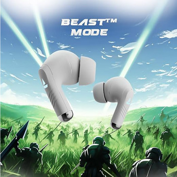 boAt Immortal 101 TWS Earbuds | 30 HRS Playtime Blazing LEDs | White Sabre