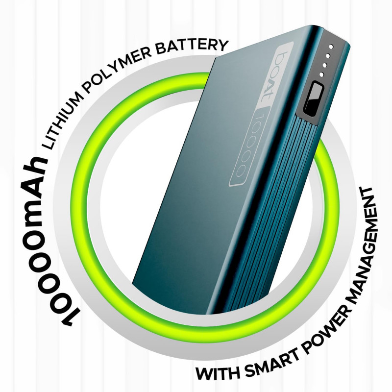 boAt Energyshroom Powerbank | 10000mAh | Steel Blue | PB300 boAt Energyshroom Powerbank | 10000mAh | Steel Blue | PB300