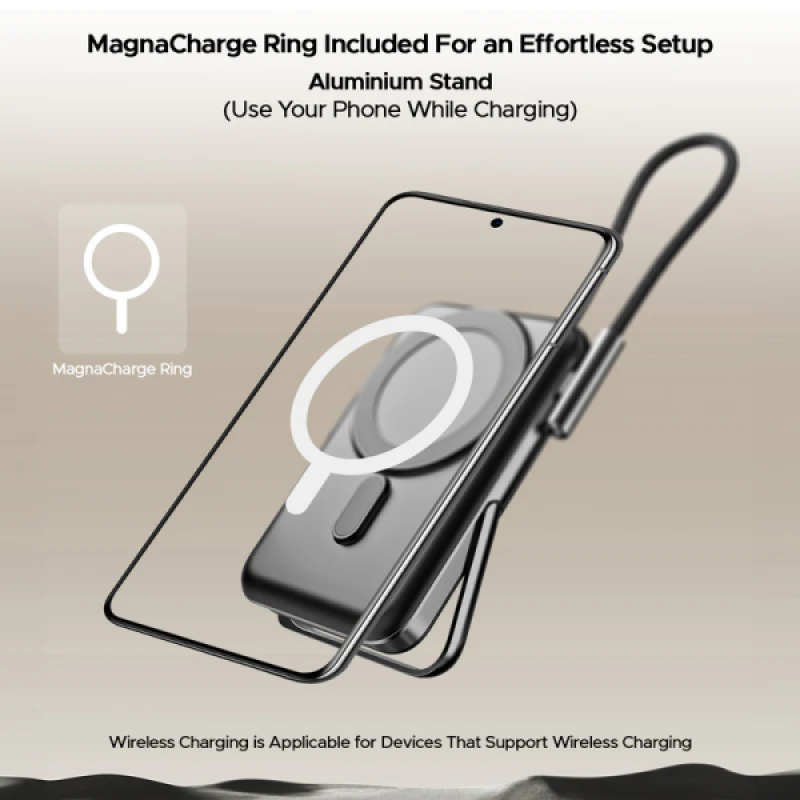 boAt EnergyShroom magnetic wireless power bank | 10000Mah | Black | PB330 boAt EnergyShroom magnetic wireless power bank | 10000Mah | Black | PB330