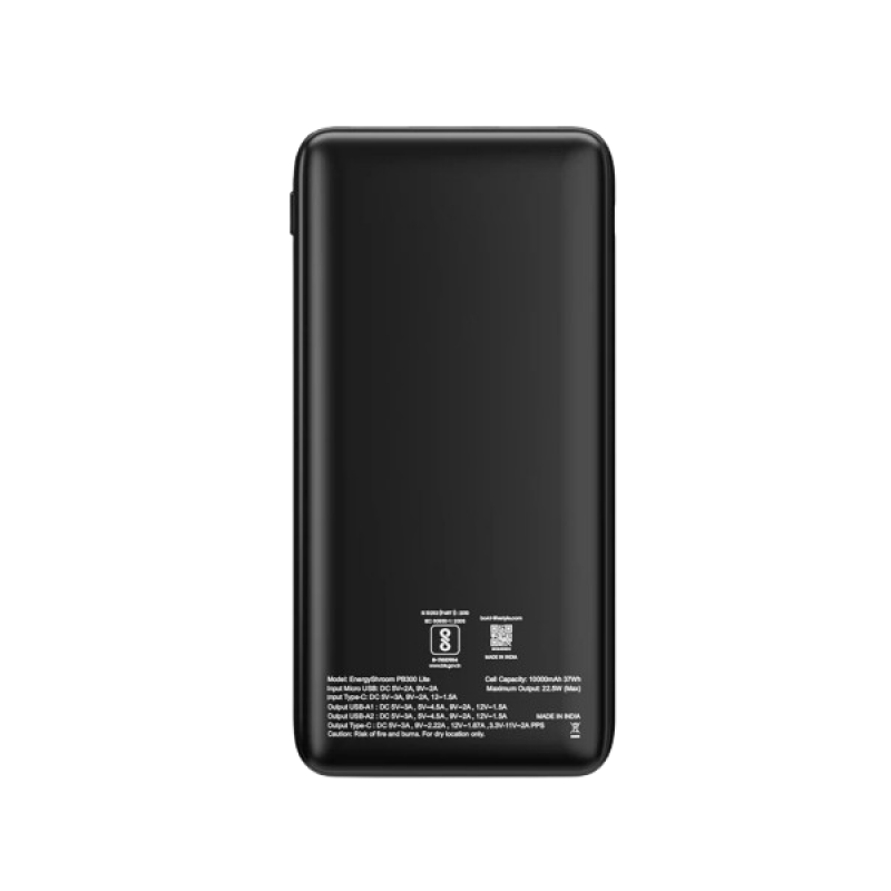 boAt Energyshroom Lite Powerbank | 10000MAH | Carbon Black | PB300 boAt Energyshroom Lite Powerbank | 10000MAH | Carbon Black | PB300