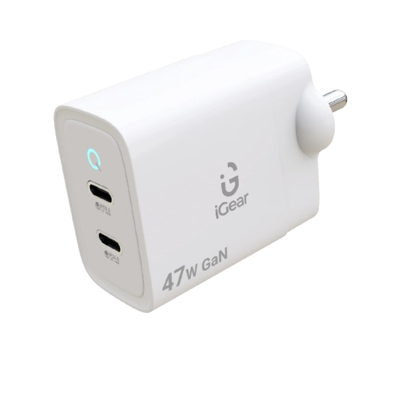 iGear Wall Charger | 47 W GaN | 3 A | White iGear Wall Charger | 47 W GaN | 3 A | White