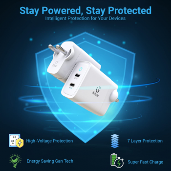 iGear Wall Charger | 47 W GaN | 3 A | White iGear Wall Charger | 47 W GaN | 3 A | White