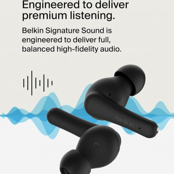 Belkin SoundForm Rhythm True Wireless Earbuds | IPX5 | Built in Microphone | Black | AUC012BTBK Belkin SoundForm Rhythm True Wireless Earbuds | IPX5 | Built in Microphone | Black | AUC012BTBK