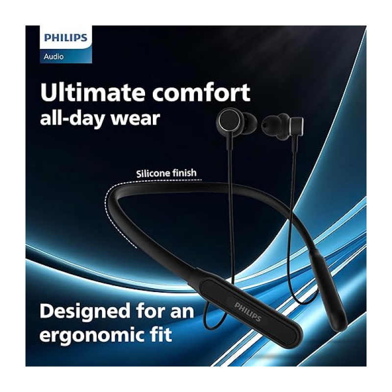 Philips Wireless In ear Neckband | 13mm | Deep Black | TAN1150BK/94 Philips Wireless In ear Neckband | 13mm | Deep Black | TAN1150BK/94