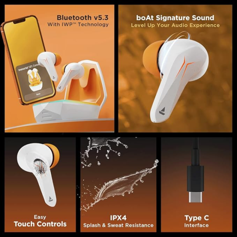 boAt Immortal 121 TWS in Ear Earbuds | 40H Playtime | White Sabre boAt Immortal 121 TWS in Ear Earbuds | 40H Playtime | White Sabre