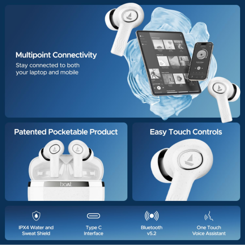 boAt Nirvana Iris Truly Wireless Ear Buds | Quartz White boAt Nirvana Iris Truly Wireless Ear Buds | Quartz White