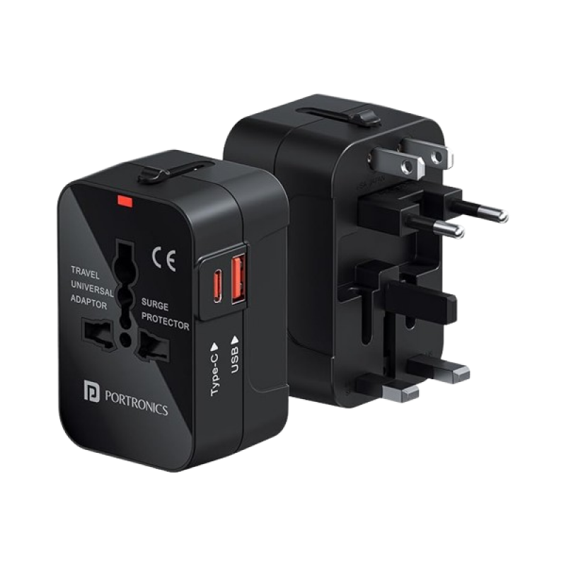 Portronics Juicemate Universal Travel Adapter | 20W Type C PD Output | 18W Portronics Juicemate Universal Travel Adapter | 20W Type C PD Output | 18W