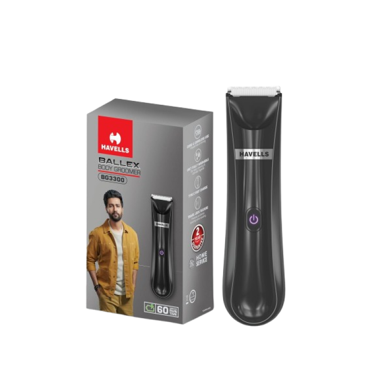 Havells Ballex Body Groomer | USB Type C Fast Charge | Black | BG3300