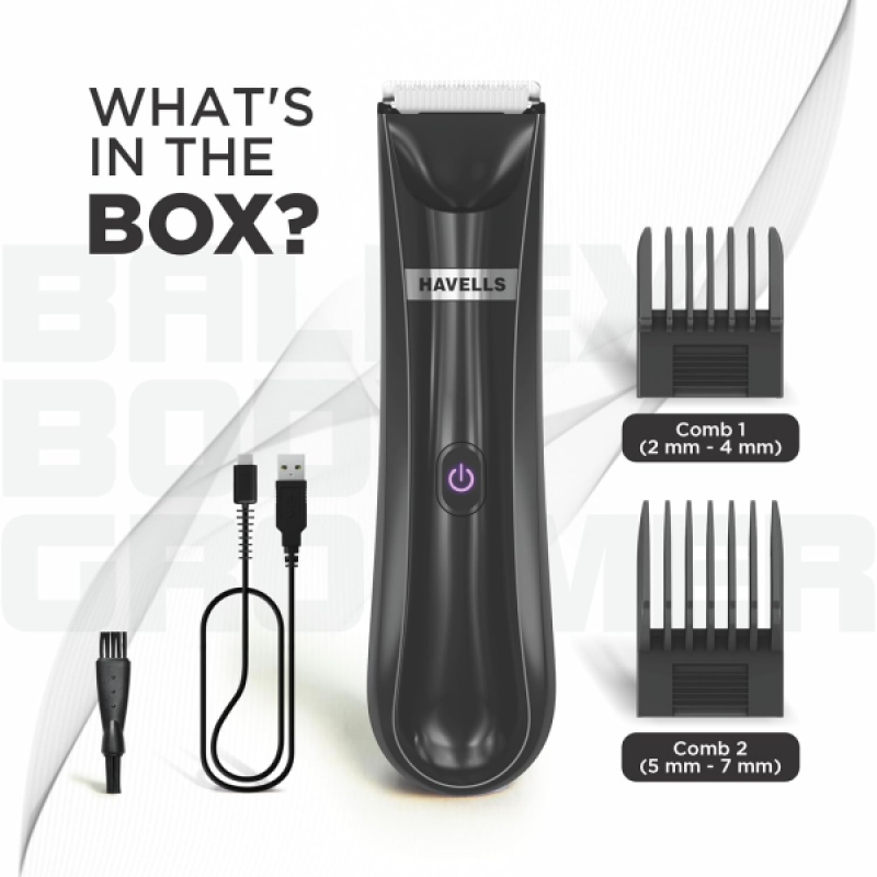 Havells Ballex Body Groomer | USB Type C Fast Charge | Black | BG3300 Havells Ballex Body Groomer | USB Type C Fast Charge | Black | BG3300
