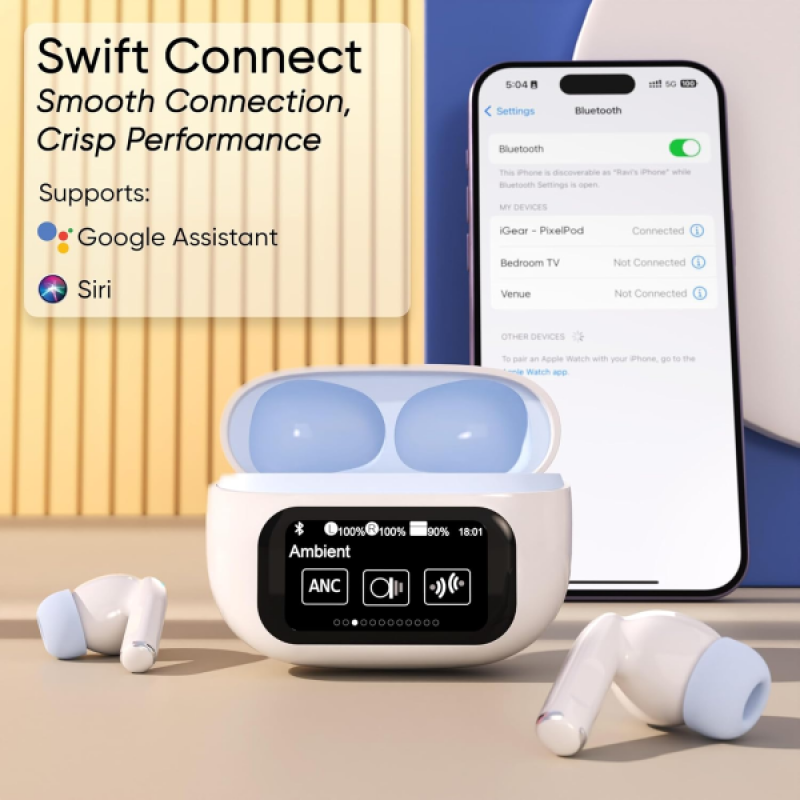 iGear PixelPod ANC Earbuds | v5.4 | White iGear PixelPod ANC Earbuds | v5.4 | White