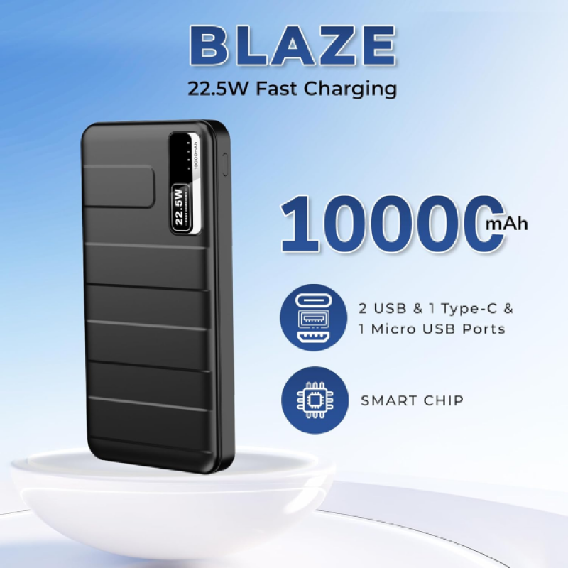 Lapcare Blaze 22.5W Fast Charging Power Bank | 10000mah | Black | LPB-015 Lapcare Blaze 22.5W Fast Charging Power Bank | 10000mah | Black | LPB-015