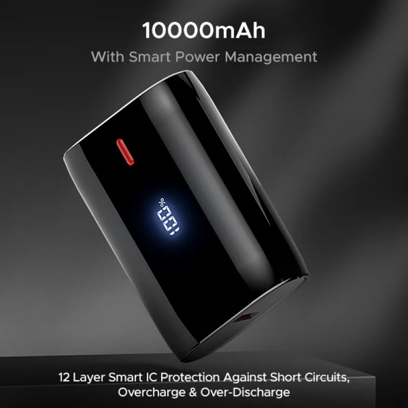 boAt EnergyShroom PB300 Air Pocket Size Power Bank | 10000 mAh | 22.5W | Carbon Black boAt EnergyShroom PB300 Air Pocket Size Power Bank | 10000 mAh | 22.5W | Carbon Black