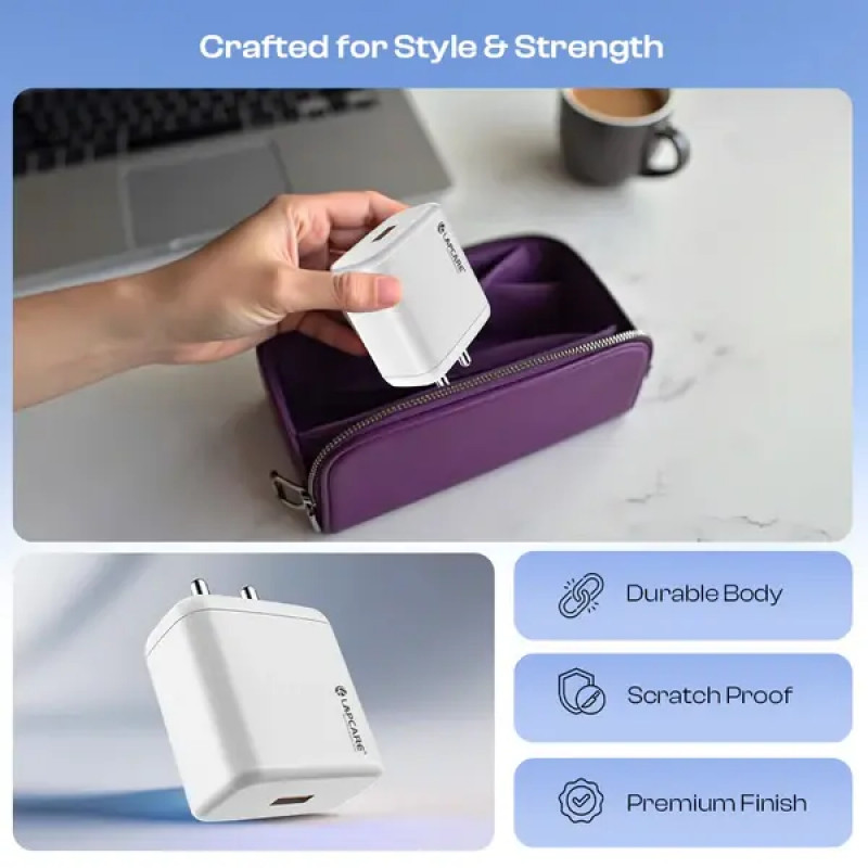 Lapcare Thursty USB Supervooc Multi Wall Charger | USB to Type-C Inside Cable | 100W | LQW-413