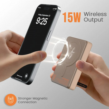 Portronics Chyro | 15W Wireless Charging | 20W Max Wired Output | MagSafe Mobile Stand | Mocha