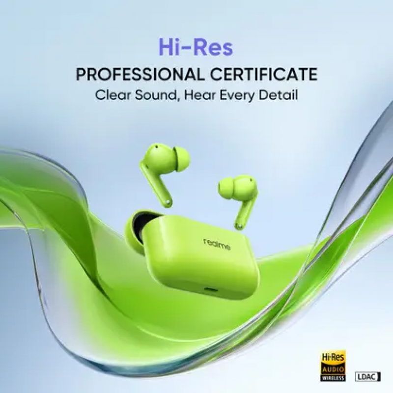 realme Buds T200 Earbud | Hi-Res with 32dB ANC | 12.4mm | Neon Green realme Buds T200 Earbud | Hi-Res with 32dB ANC | 12.4mm | Neon Green