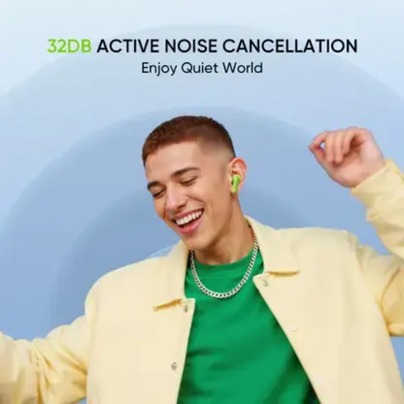 realme Buds T200 Earbud | Hi-Res with 32dB ANC | 12.4mm | Neon Green realme Buds T200 Earbud | Hi-Res with 32dB ANC | 12.4mm | Neon Green