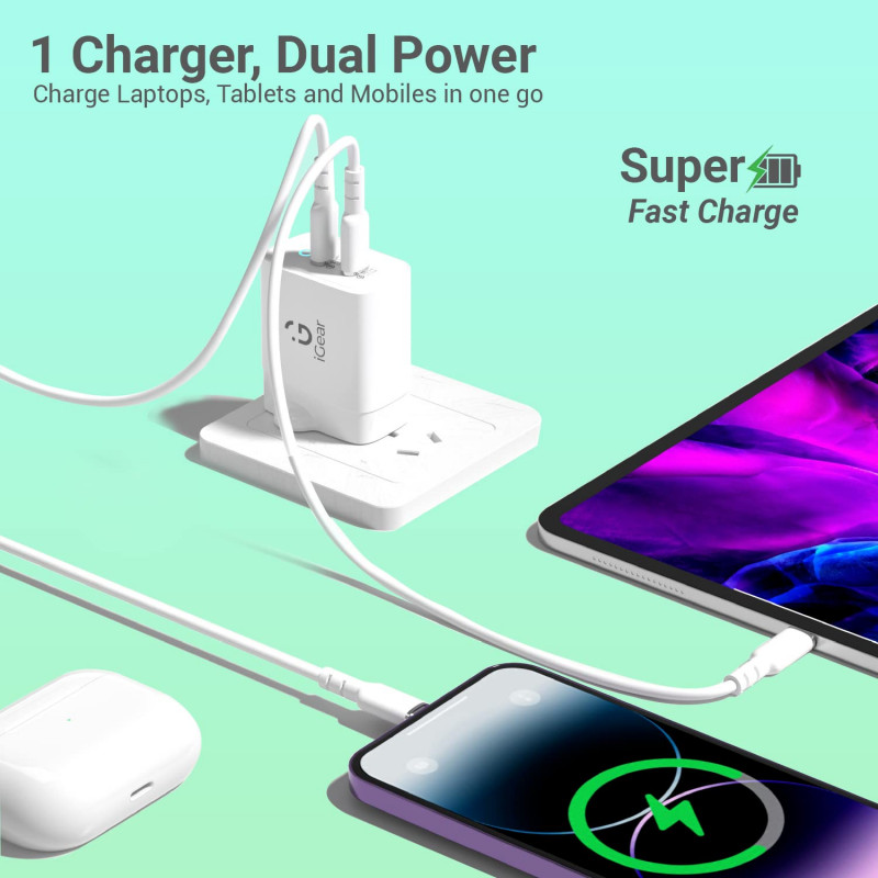 iGear Core 47 | 47W | with Dual Type-C Ports | White iGear Core 47 | 47W | with Dual Type-C Ports | White