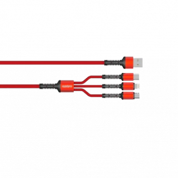 Salpido Braided 3 in 1 Data Cable | Red | SDC-39