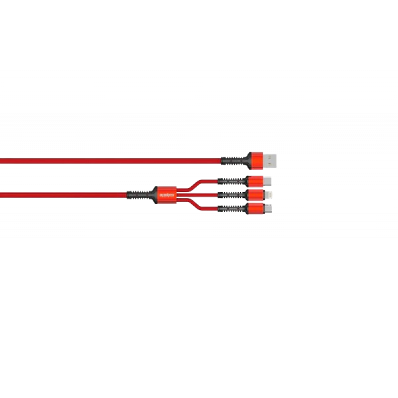 Salpido Braided 3 in 1 Data Cable | Red | SDC-39 Salpido Braided 3 in 1 Data Cable | Red | SDC-39