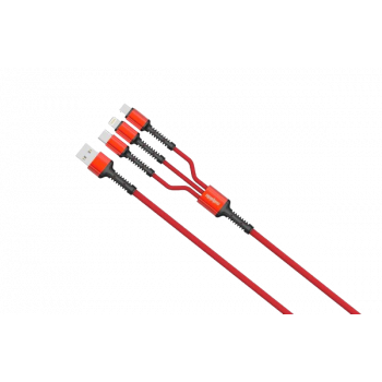 Salpido Braided 3 in 1 Data Cable | Red | SDC-39 Salpido Braided 3 in 1 Data Cable | Red | SDC-39