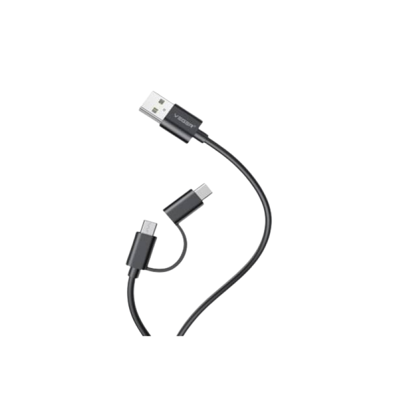 Veger 2 IN 1 USB Type C Cable | Black | VG12X Veger 2 IN 1 USB Type C Cable | Black | VG12X