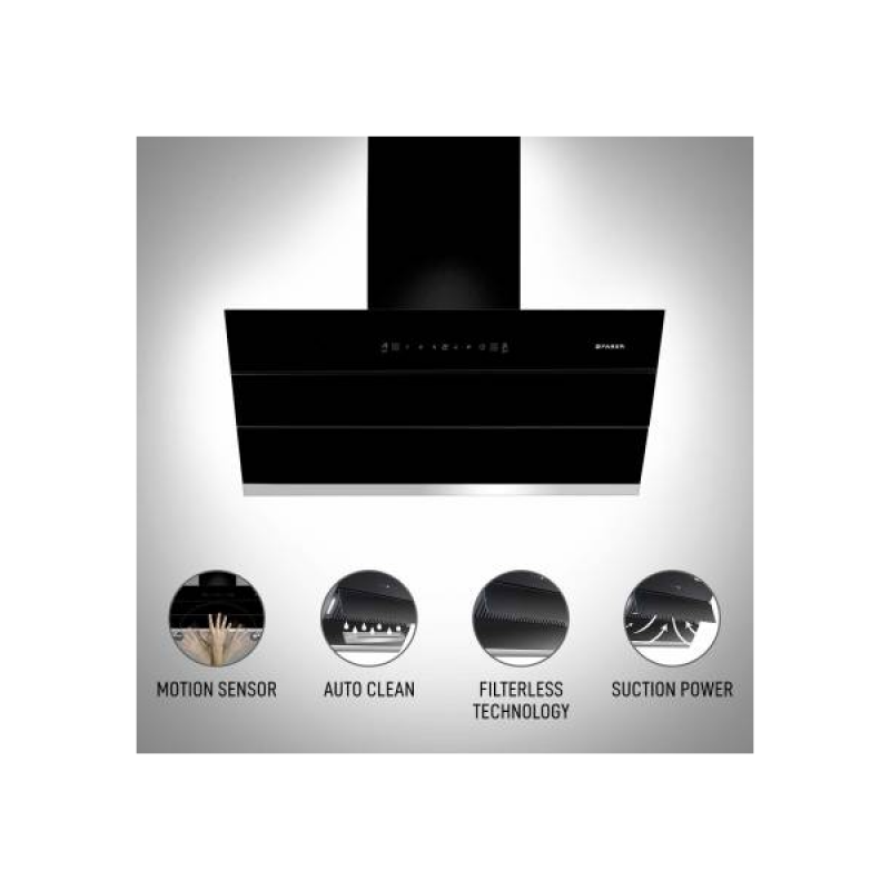 Faber Hood Zenith Auto Clean Wall Mounted Chimney | 1350 CMH | Black | FL SC AC BK 90 Faber Hood Zenith Auto Clean Wall Mounted Chimney | 1350 CMH | Black | FL SC AC BK 90