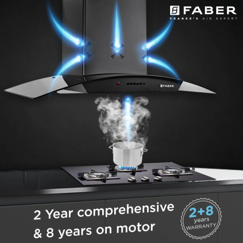 Faber Hood Ace Pro Wall Mounted Chimney | 3D | 90 cm | Black | HC PB FL BK Faber Hood Ace Pro Wall Mounted Chimney | 3D | 90 cm | Black | HC PB FL BK