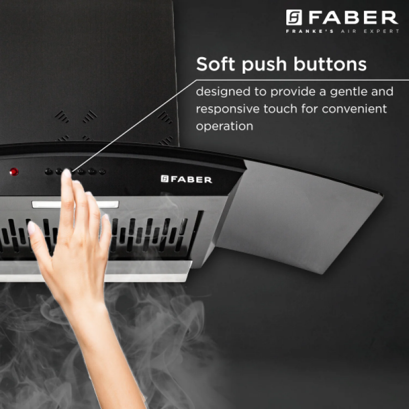 Faber Hood Ace Pro Wall Mounted Chimney | 3D | 90 cm | Black | HC PB FL BK Faber Hood Ace Pro Wall Mounted Chimney | 3D | 90 cm | Black | HC PB FL BK