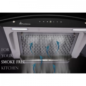 Pureflames Mist 60 Auto Clean Wall Mounted Chimney | 60 cm | Black