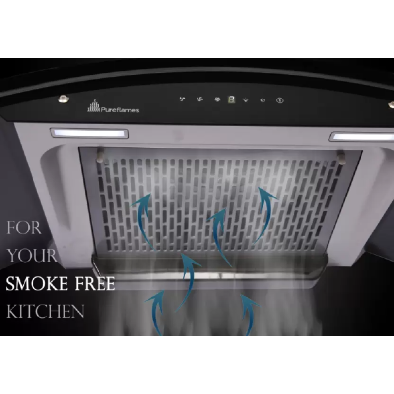 Pureflames Mist 60 Auto Clean Wall Mounted Chimney | 60 cm | Black Pureflames Mist 60 Auto Clean Wall Mounted Chimney | 60 cm | Black