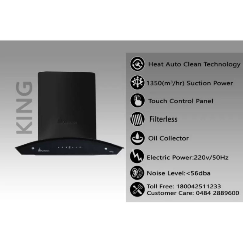 Pureflames Mist 60 Auto Clean Wall Mounted Chimney | 60 cm | Black Pureflames Mist 60 Auto Clean Wall Mounted Chimney | 60 cm | Black
