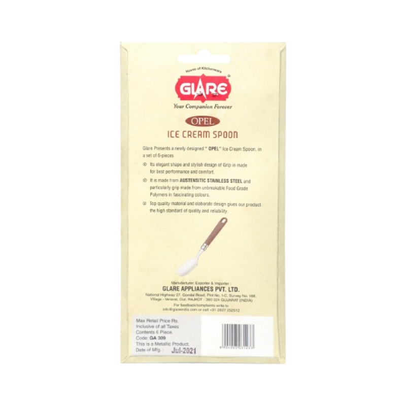 Glare Ice Cream Spoon | 6Pc Opal Assorted Colours | GA309 Glare Ice Cream Spoon | 6Pc Opal Assorted Colours | GA309