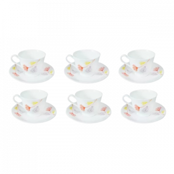 Nolta Ceramic Cup & Saucer | White & Orange Nolta Ceramic Cup & Saucer | White & Orange
