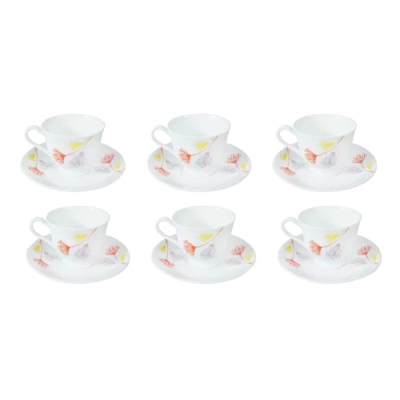 Nolta Ceramic Cup & Saucer | White & Orange