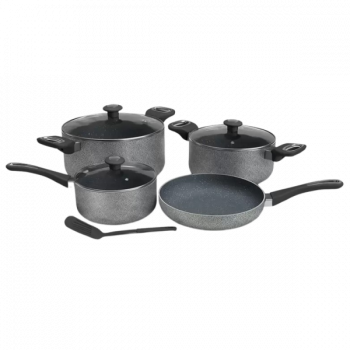 Impex Royal Granite 8 Pcs Non Stick Coated Cookware Set | 4 Piece | Aluminium