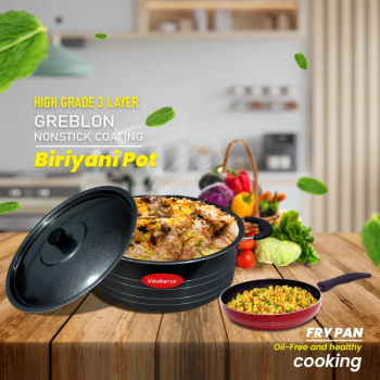 Blueberrys Prime 12L 35cm Nonstick Aluminum Biriyani Pot Large Size with Lid