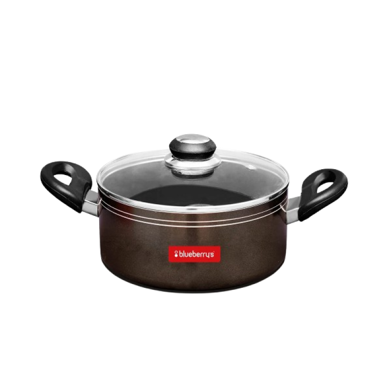 Blueberry’s RUBY Nonstick Biriyani Pot with Glass Lid | 2.5L | 20 cm | Gas Stove and Induction Based