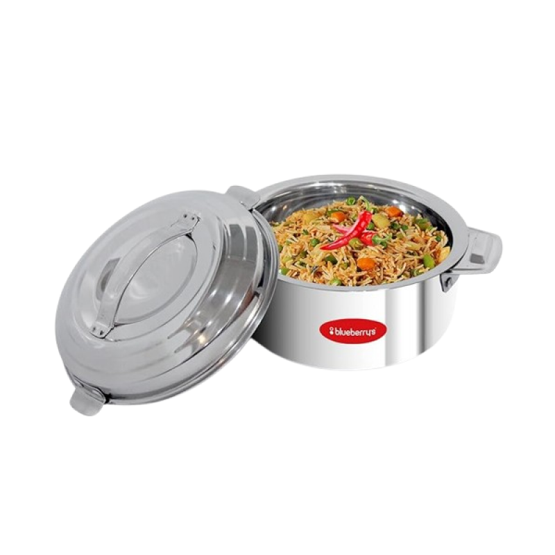 Blueberrys 1500ML Hotpot Casserole Thermoware100% Stainless Steel, Unique Locking System, Keeping Hot for Hours | Silver Blueberrys 1500ML Hotpot Casserole Thermoware100% Stainless Steel, Unique Locking System, Keeping Hot for Hours | Silver