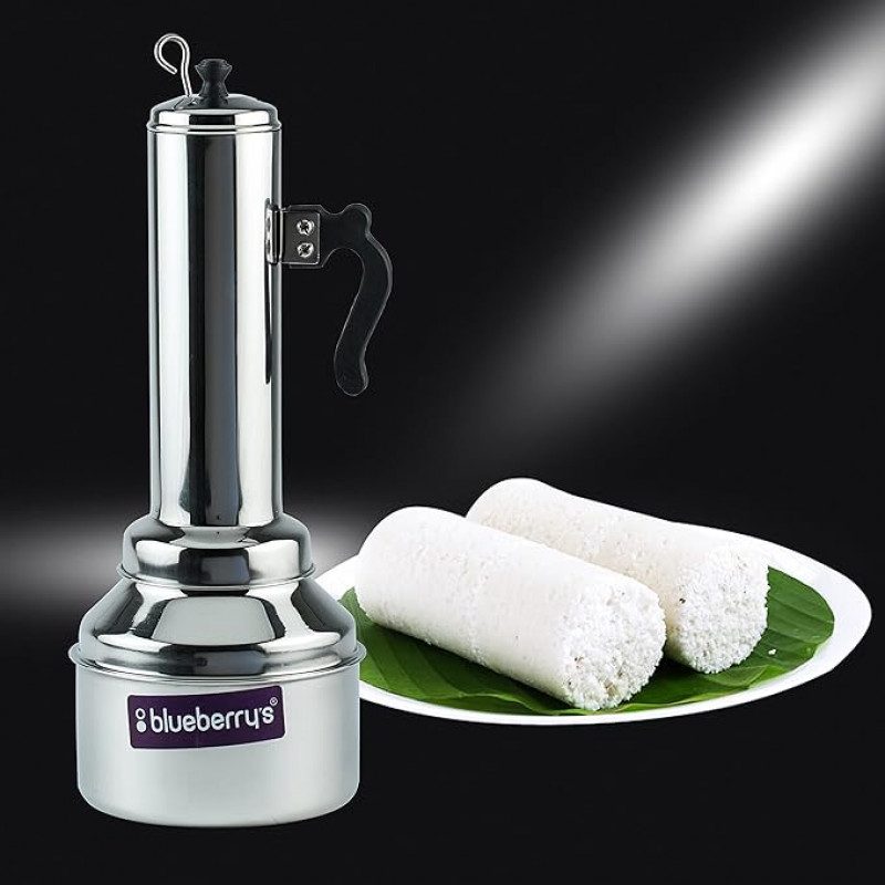 Blueberrys 100% Stainless Steel Puttu Kudam Maker with LidFood Grade | 1334-Silver Blueberrys 100% Stainless Steel Puttu Kudam Maker with LidFood Grade | 1334-Silver