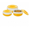 BlueBerrys Wave Yellow White, Inner Steel Casserole Gift Set Combo 600 ml 1200 ml 2000 ml | Thermoware Casserole Set