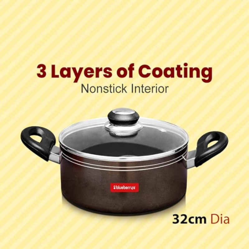 Blueberrys Ruby 8 Liter 30cm Nonstick Aluminum Induction Based Biriyani Pot with Lid Blueberrys Ruby 8 Liter 30cm Nonstick Aluminum Induction Based Biriyani Pot with Lid