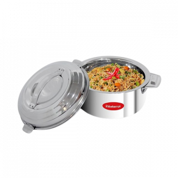 BLUEBERRYS 100% Stainless Steel Thermoware Hotpot Casserole with Unique Locking System 5000 ml | Silver BLUEBERRYS 100% Stainless Steel Thermoware Hotpot Casserole with Unique Locking System 5000 ml | Silver