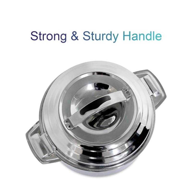 BLUEBERRYS 100% Stainless Steel Thermoware Hotpot Casserole with Unique Locking System 5000 ml | Silver BLUEBERRYS 100% Stainless Steel Thermoware Hotpot Casserole with Unique Locking System 5000 ml | Silver