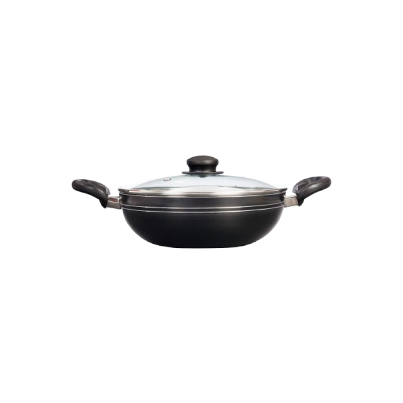 Blueberry Nonstick Kadai with Glass Lid | 3 Layer Coating | Induction Base | 3mm Thickness | 24cm
