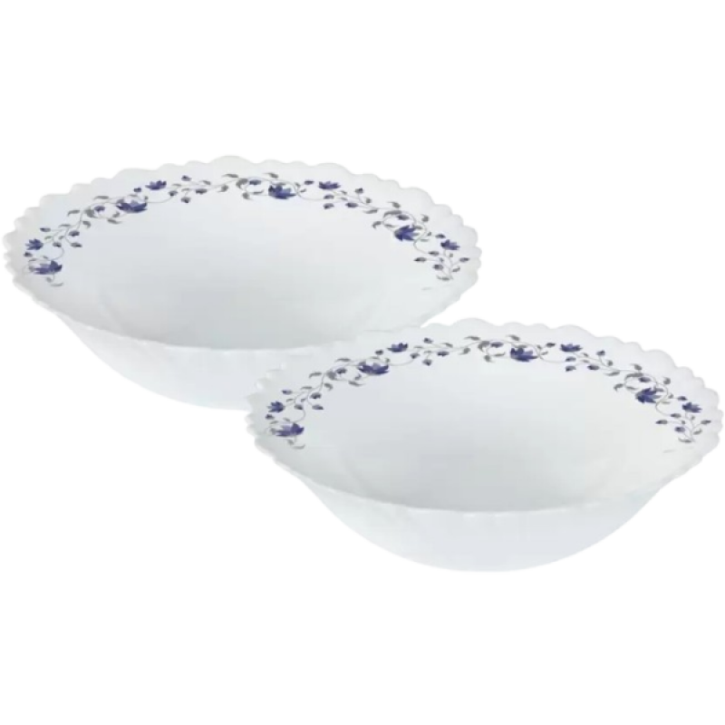 Larah | Borosil | 2Pc Multipurpose Bowl Set | White | Blue Larah | Borosil | 2Pc Multipurpose Bowl Set | White | Blue