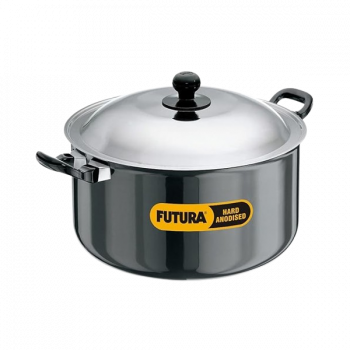 Hawkins Futura Hard Anodised Cook-n-Serve Stewpot | Hard Anodised Lid | 8.5 L | 28 cm | Black