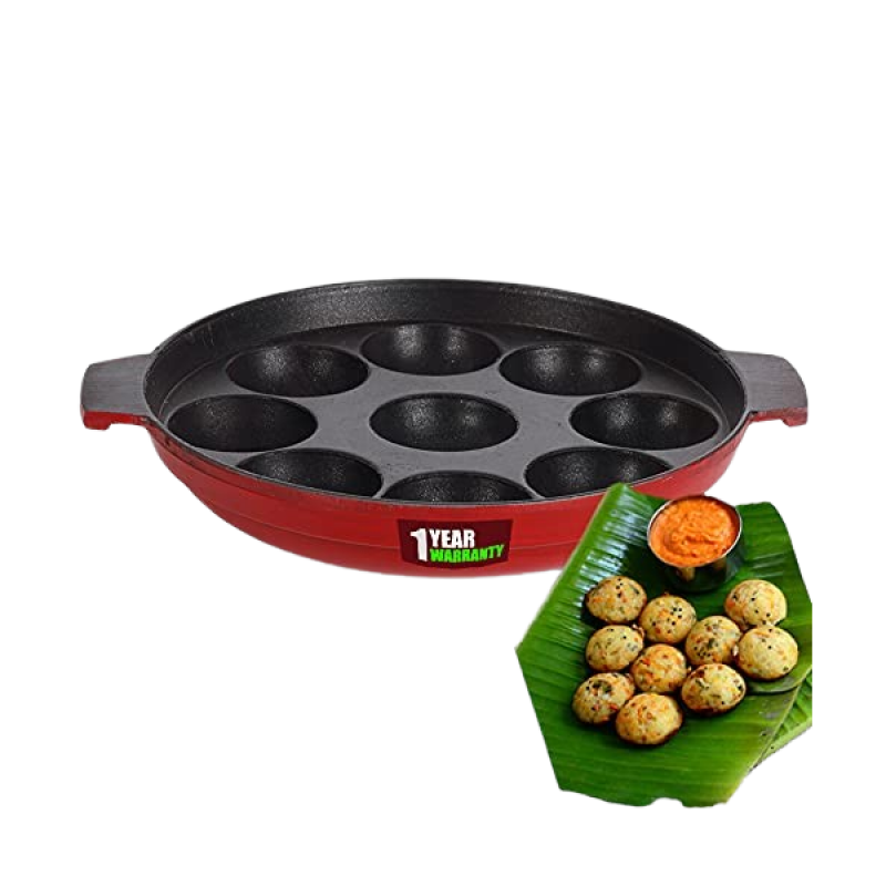 BlueBerry's | Paniyarakkal Maker Nonstick | 850 Gram | 9 Cavity | Red BlueBerry's | Paniyarakkal Maker Nonstick | 850 Gram | 9 Cavity | Red