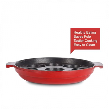 BlueBerry's | Paniyarakkal Maker Nonstick | 850 Gram | 9 Cavity | Red BlueBerry's | Paniyarakkal Maker Nonstick | 850 Gram | 9 Cavity | Red